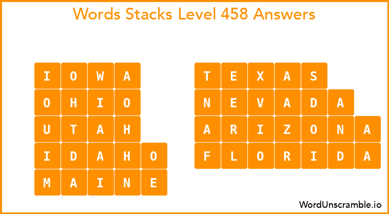 Word Stacks Level 458 Answers