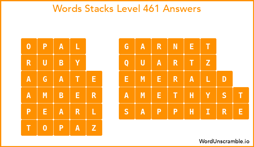 Word Stacks Level 461 Answers