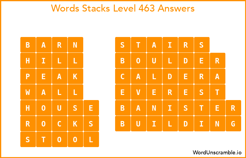 Word Stacks Level 463 Answers