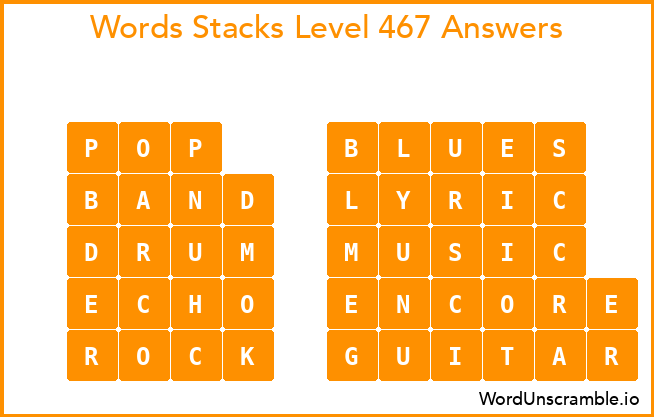 Word Stacks Level 467 Answers