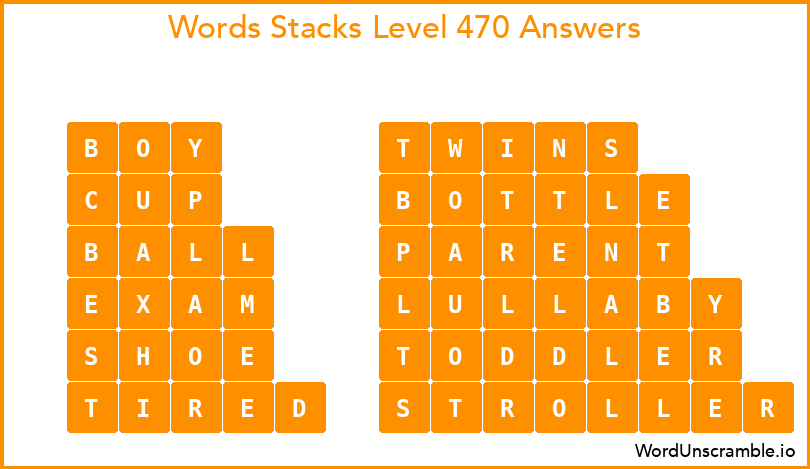 Word Stacks Level 470 Answers