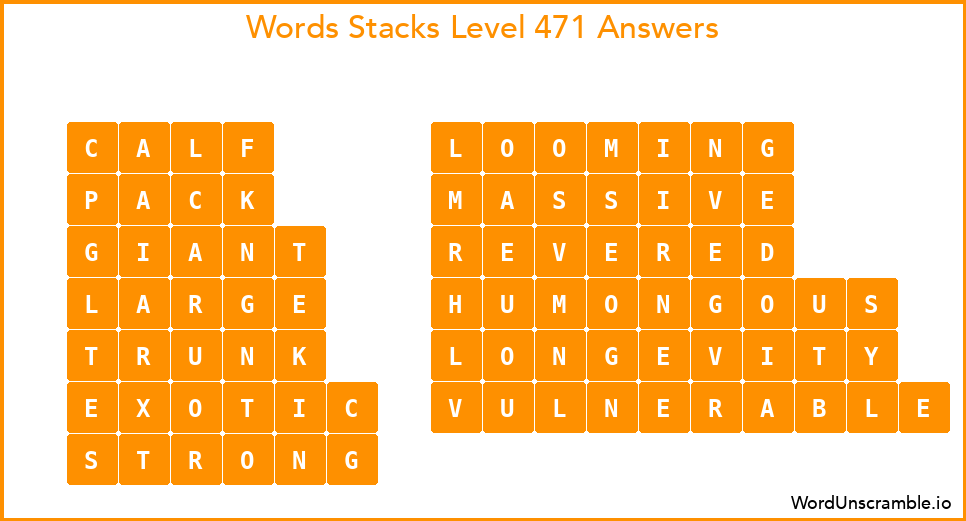 Word Stacks Level 471 Answers