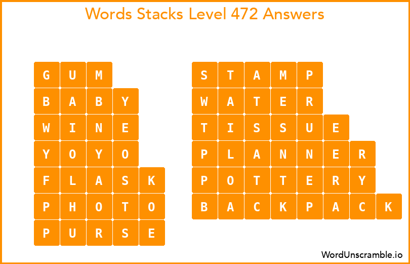 Word Stacks Level 472 Answers