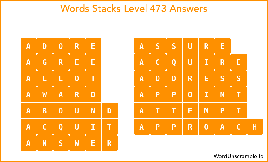Word Stacks Level 473 Answers
