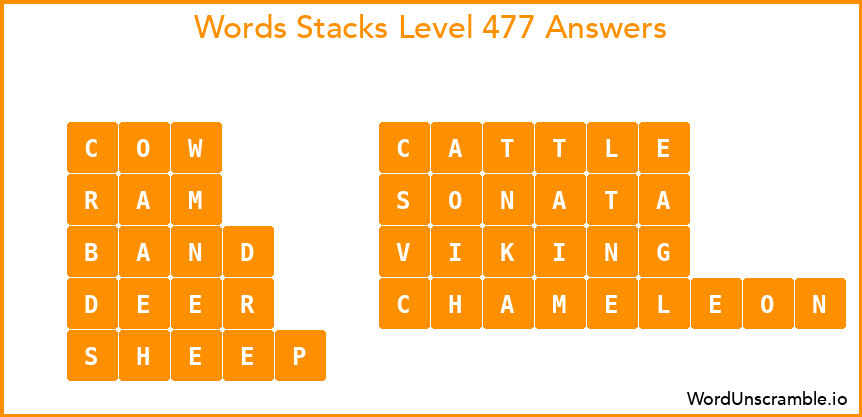 Word Stacks Level 477 Answers
