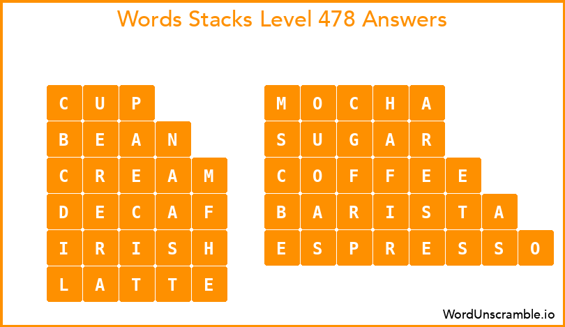 Word Stacks Level 478 Answers