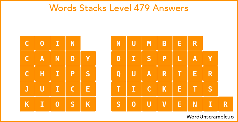 Word Stacks Level 479 Answers