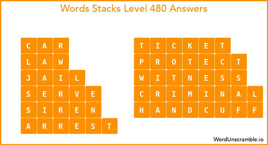 Word Stacks Level 480 Answers