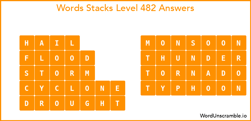 Word Stacks Level 482 Answers