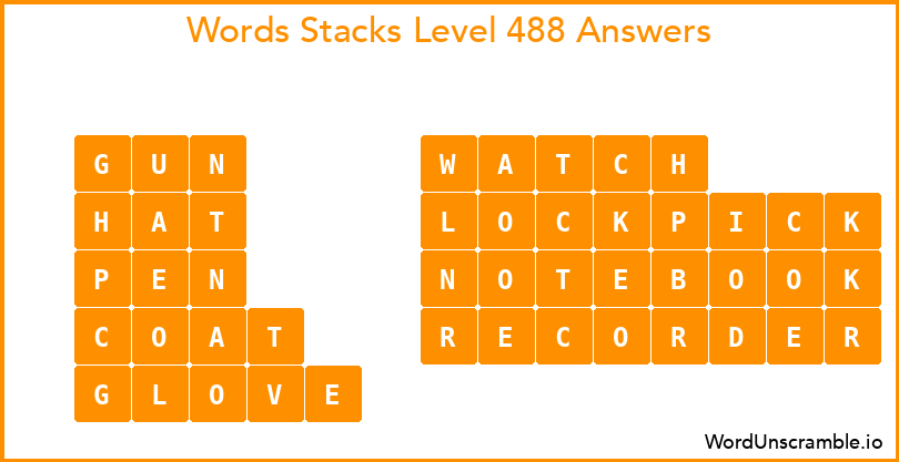 Word Stacks Level 488 Answers