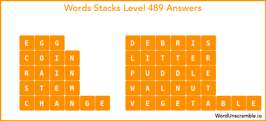 Word Stacks Level 489 Answers