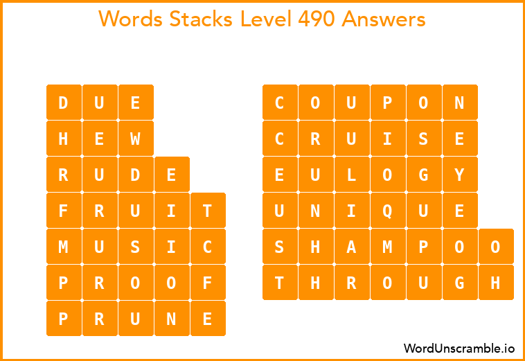 Word Stacks Level 490 Answers