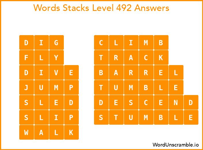 Word Stacks Level 492 Answers