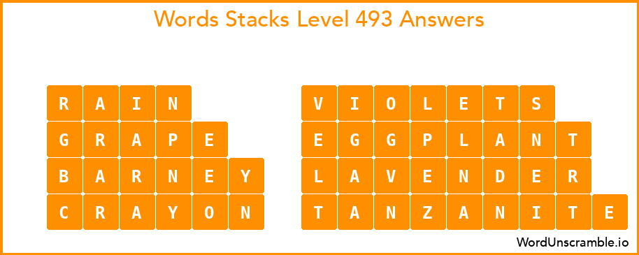 Word Stacks Level 493 Answers