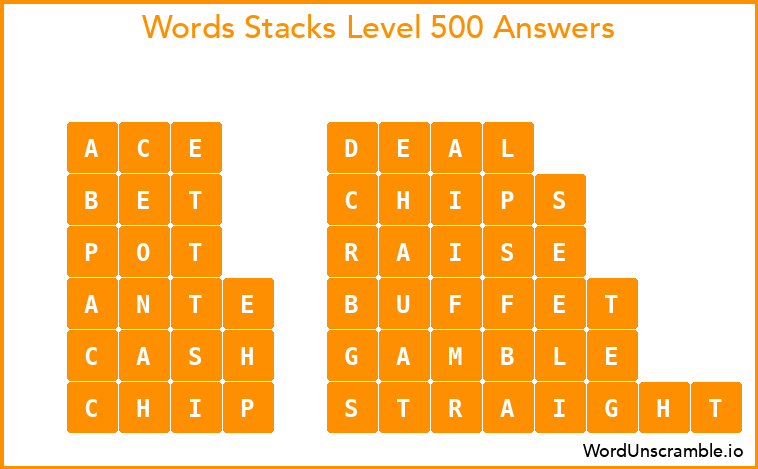 Word Stacks Level 500 Answers