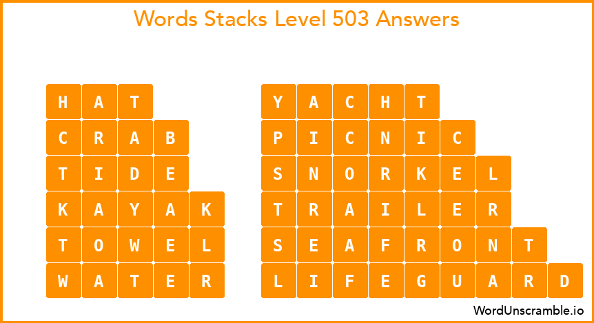 Word Stacks Level 503 Answers