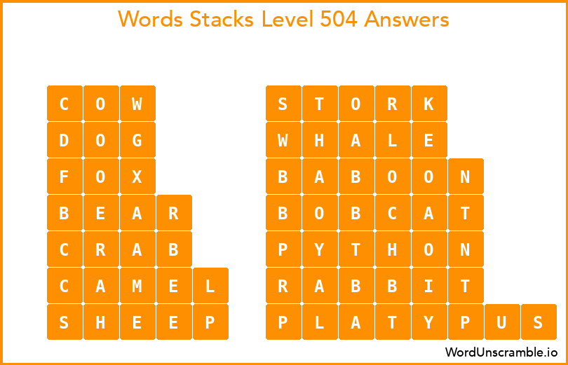 Word Stacks Level 504 Answers