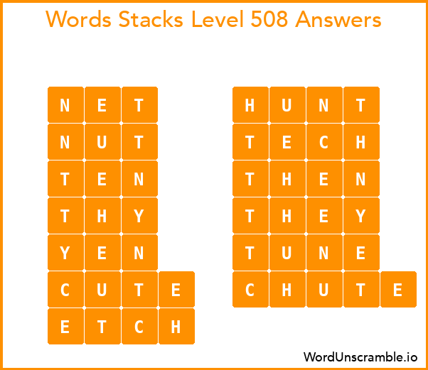 Word Stacks Level 508 Answers