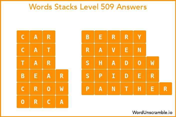 Word Stacks Level 509 Answers