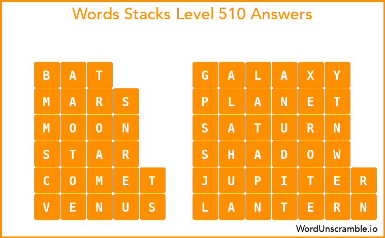 Word Stacks Level 510 Answers