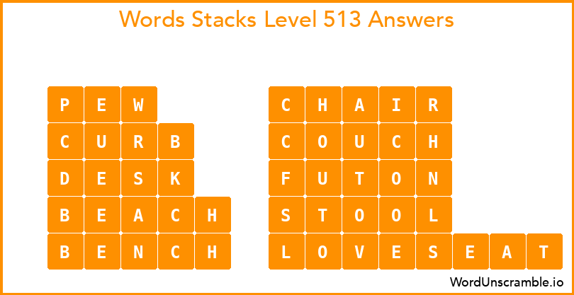 Word Stacks Level 513 Answers