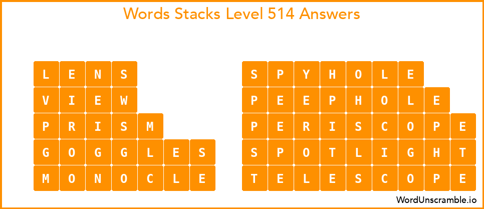 Word Stacks Level 514 Answers