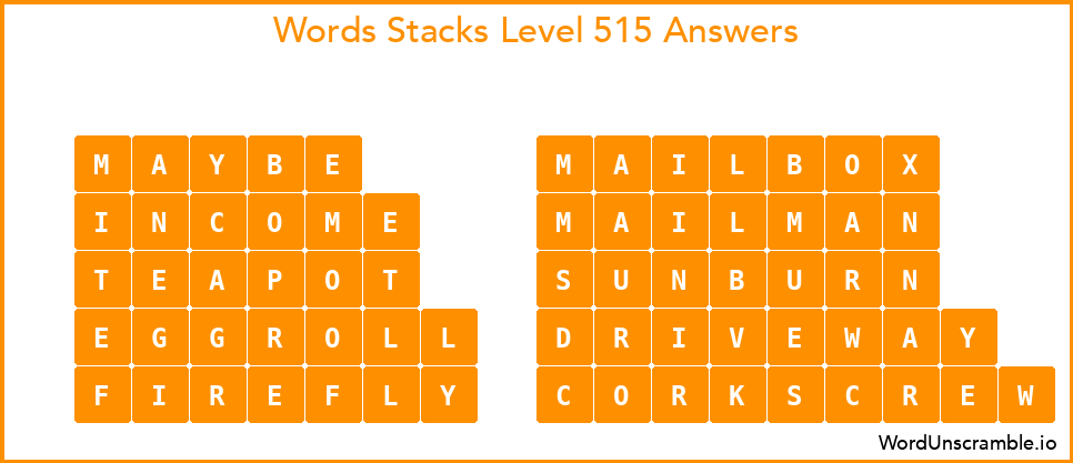 Word Stacks Level 515 Answers