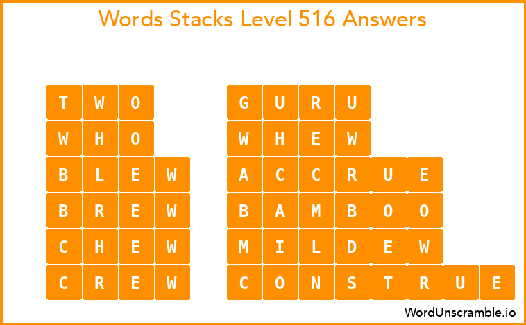 Word Stacks Level 516 Answers
