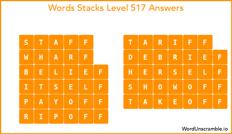 Word Stacks Level 517 Answers