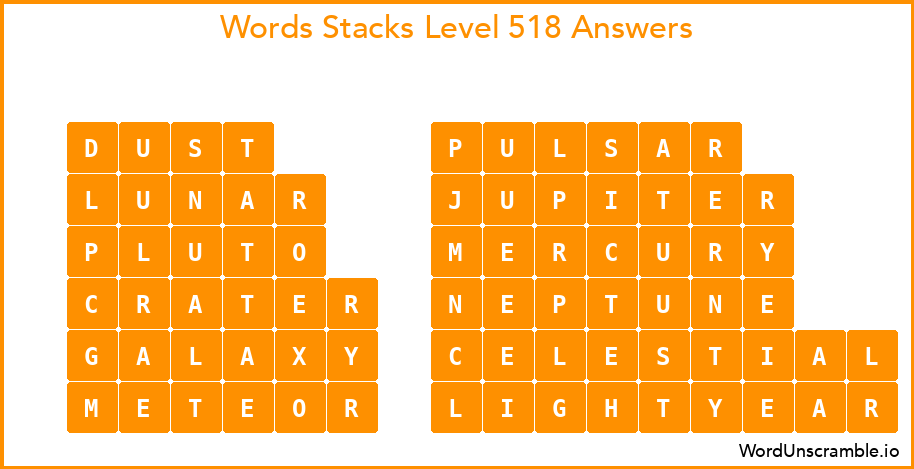 Word Stacks Level 518 Answers