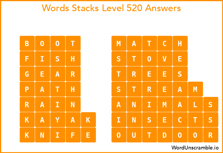 Word Stacks Level 520 Answers