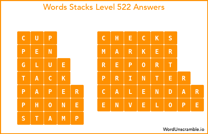 Word Stacks Level 522 Answers