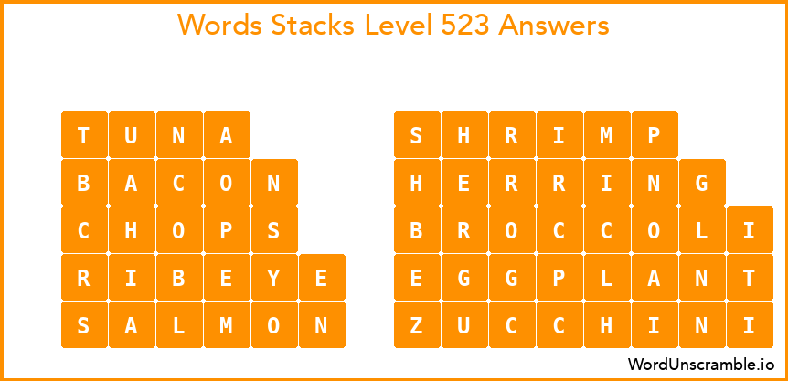 Word Stacks Level 523 Answers