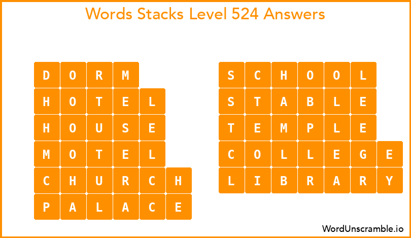 Word Stacks Level 524 Answers