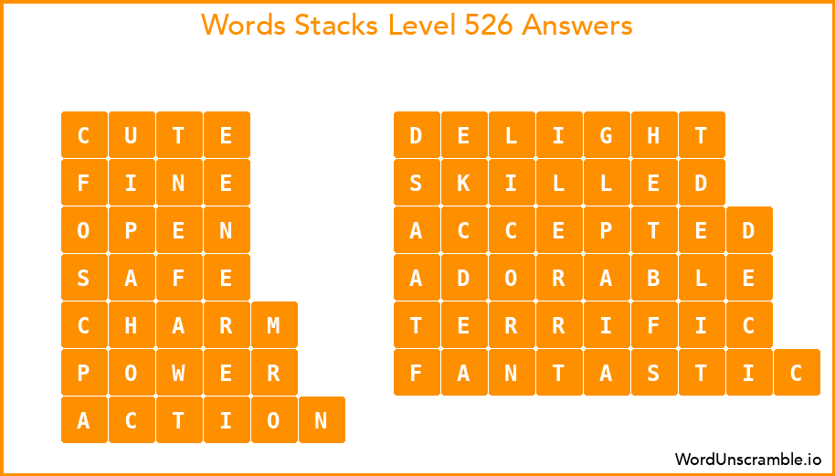 Word Stacks Level 526 Answers