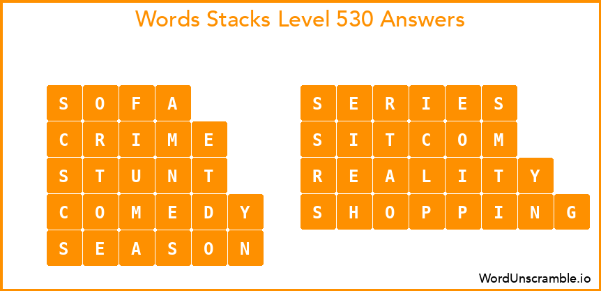 Word Stacks Level 530 Answers