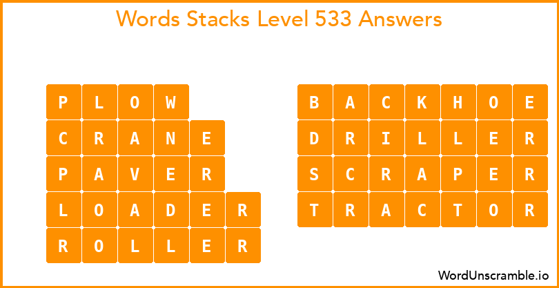 Word Stacks Level 533 Answers
