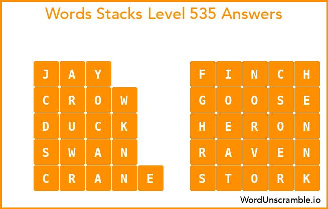 Word Stacks Level 535 Answers