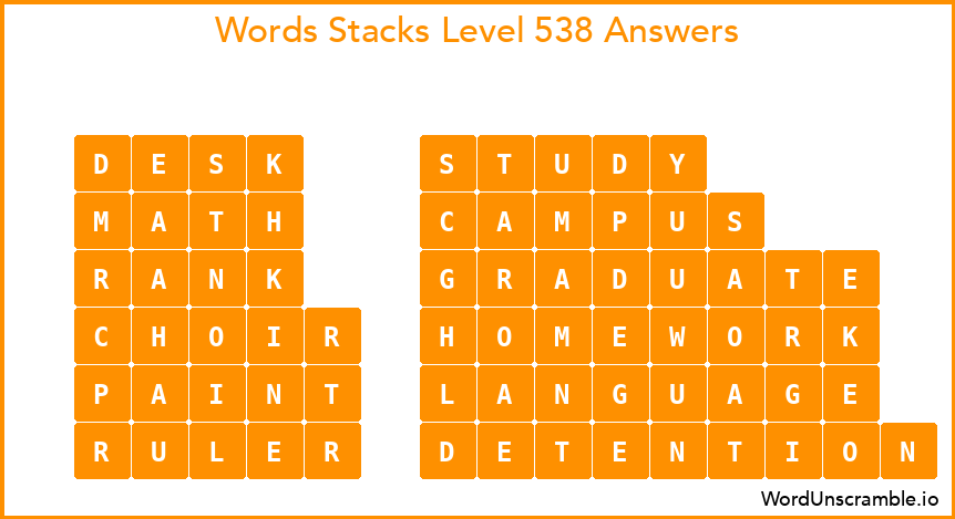 Word Stacks Level 538 Answers