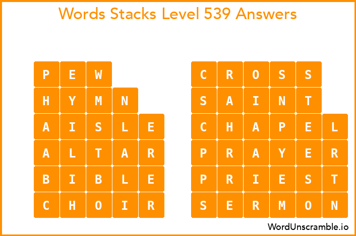 Word Stacks Level 539 Answers