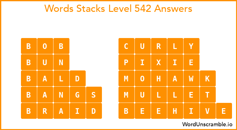 Word Stacks Level 542 Answers