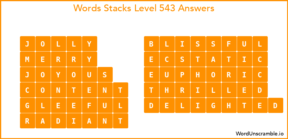 Word Stacks Level 543 Answers