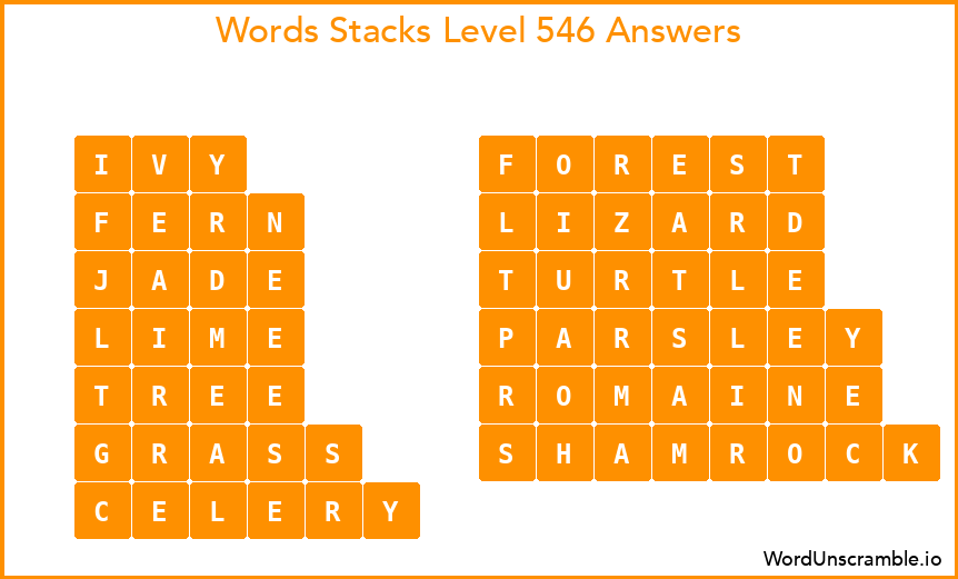 Word Stacks Level 546 Answers