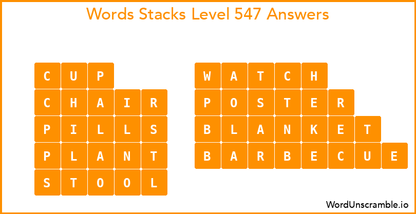 Word Stacks Level 547 Answers
