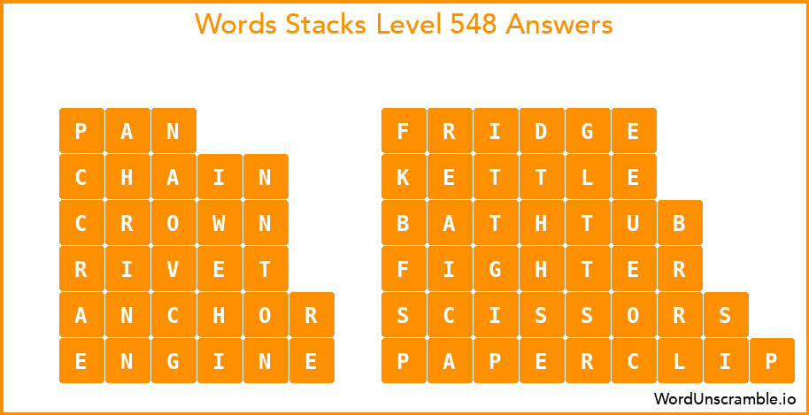 Word Stacks Level 548 Answers