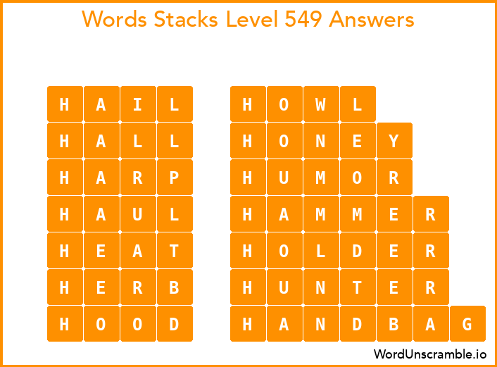 Word Stacks Level 549 Answers