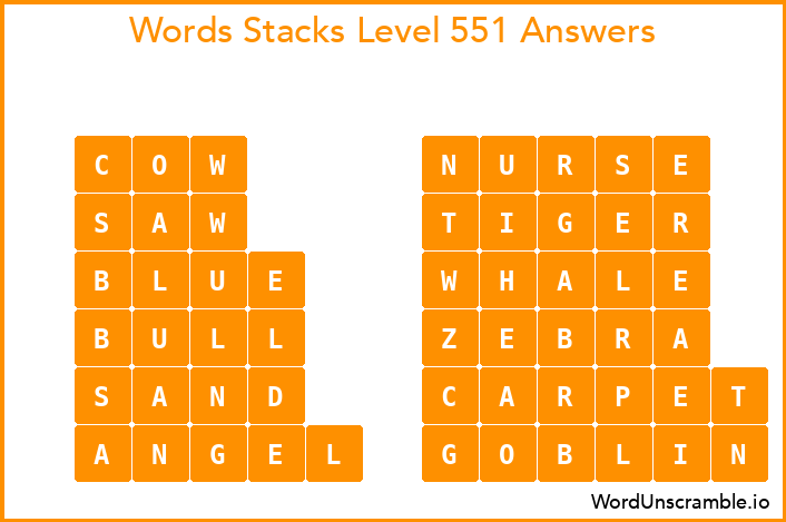 Word Stacks Level 551 Answers