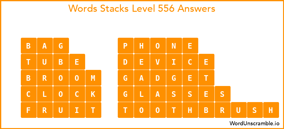 Word Stacks Level 556 Answers