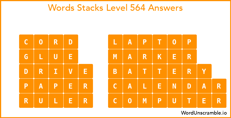 Word Stacks Level 564 Answers