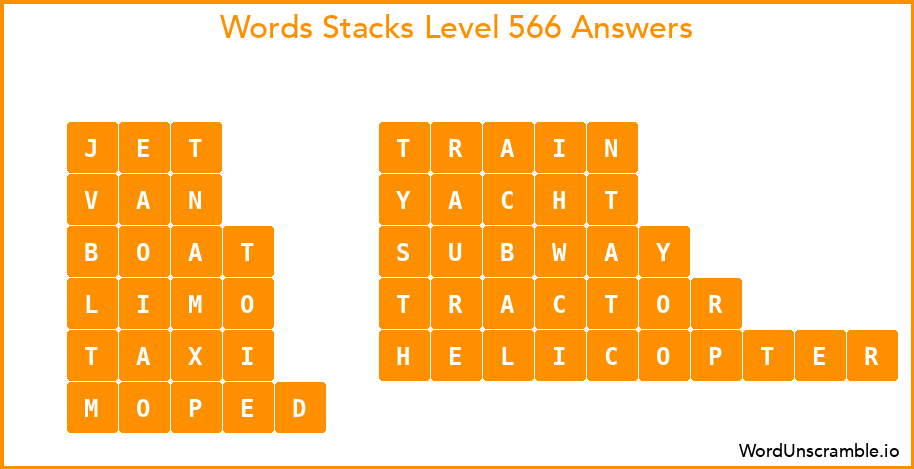 Word Stacks Level 566 Answers